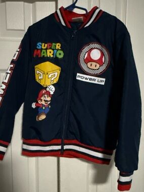 Nintendo Navy Super Mario 'Power Up' Zip Jacket with Red Trim